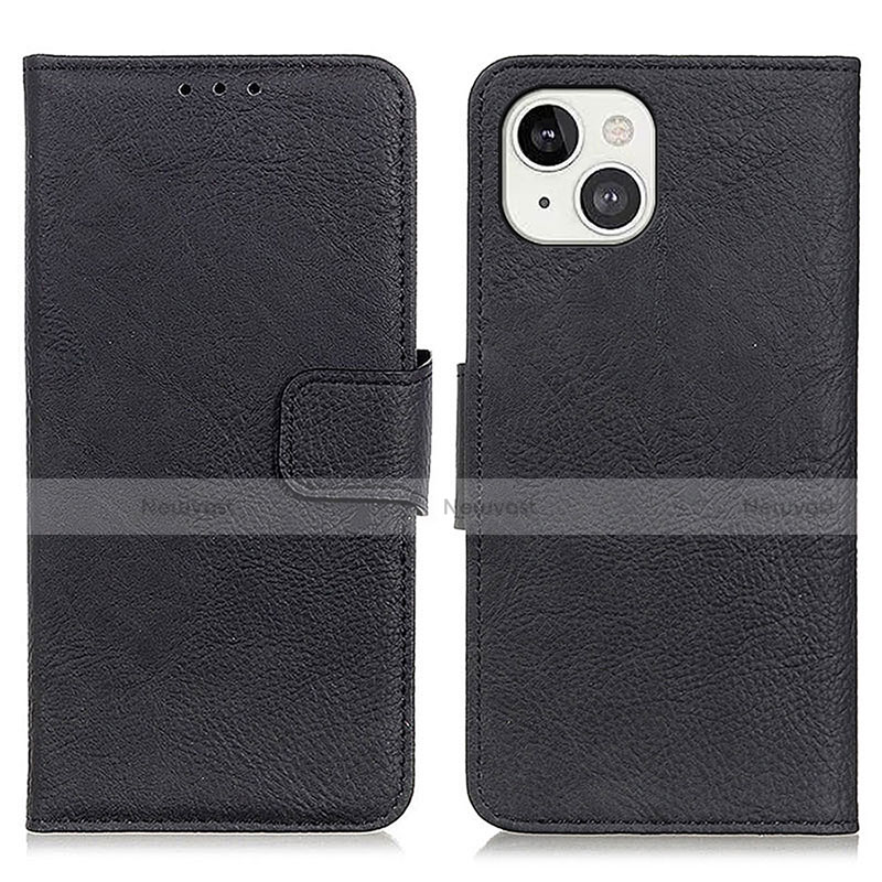 Leather Case Stands Flip Cover L27 Holder for Apple iPhone 14 Black