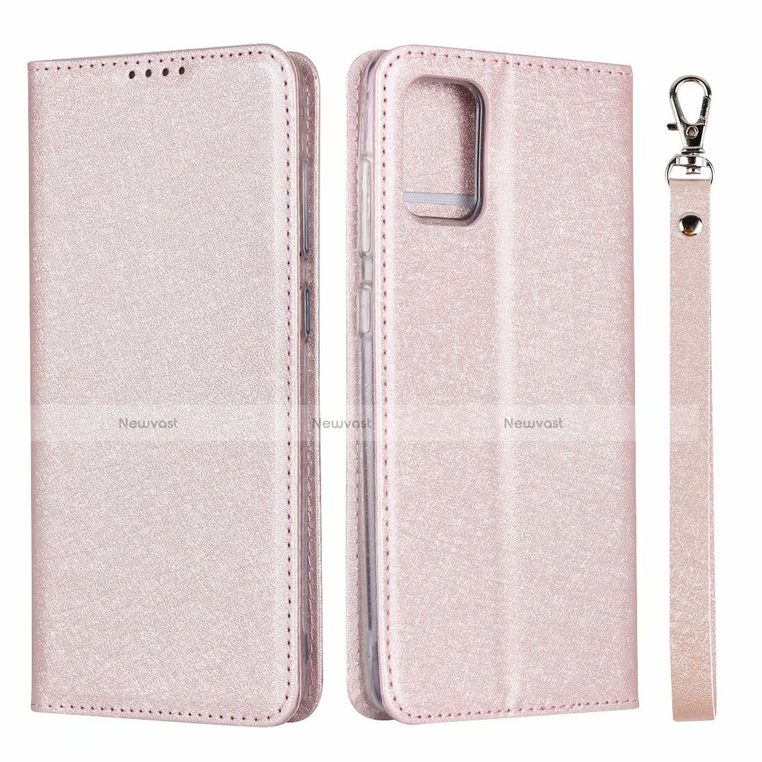 Leather Case Stands Flip Cover L27 Holder for Samsung Galaxy A71 5G Rose Gold