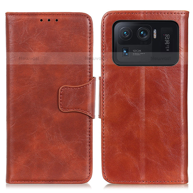 Leather Case Stands Flip Cover M02L Holder for Xiaomi Mi 11 Ultra 5G Brown
