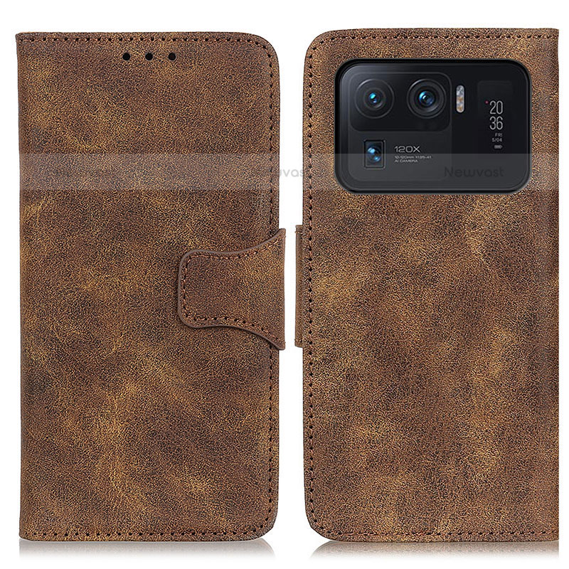 Leather Case Stands Flip Cover M03L Holder for Xiaomi Mi 11 Ultra 5G Brown