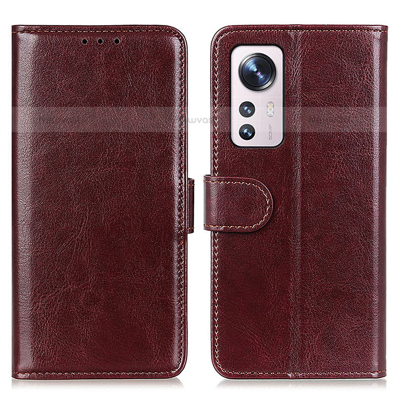 Leather Case Stands Flip Cover M15L Holder for Xiaomi Mi 12 5G Brown