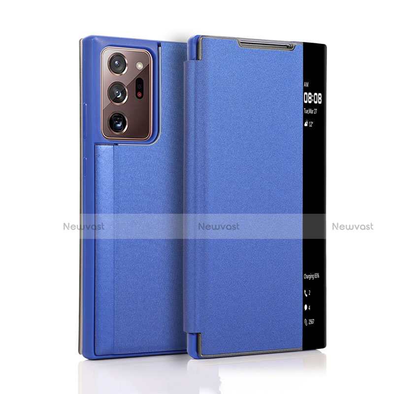 Leather Case Stands Flip Cover N01 Holder for Samsung Galaxy Note 20 Ultra 5G Blue