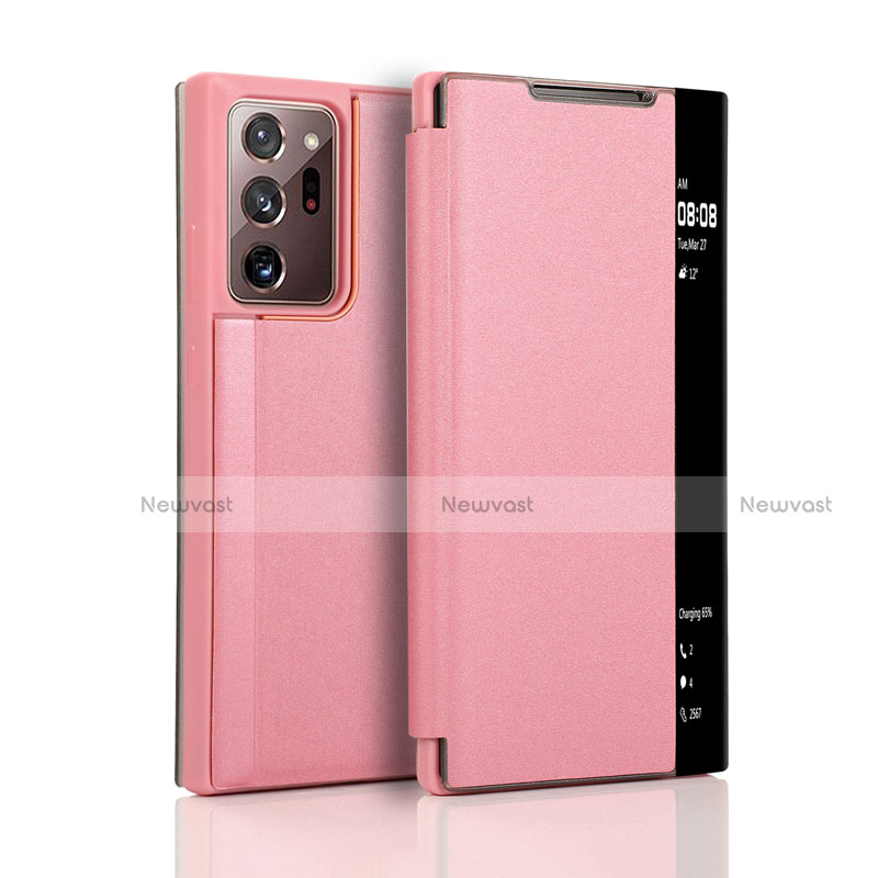 Leather Case Stands Flip Cover N01 Holder for Samsung Galaxy Note 20 Ultra 5G Rose Gold