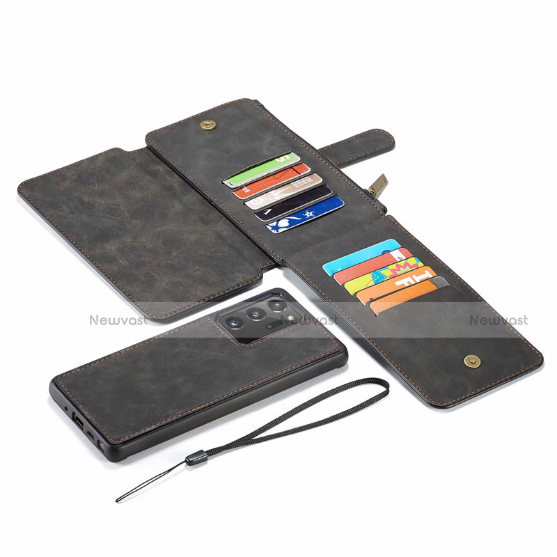 Leather Case Stands Flip Cover N03 Holder for Samsung Galaxy Note 20 Ultra 5G Black