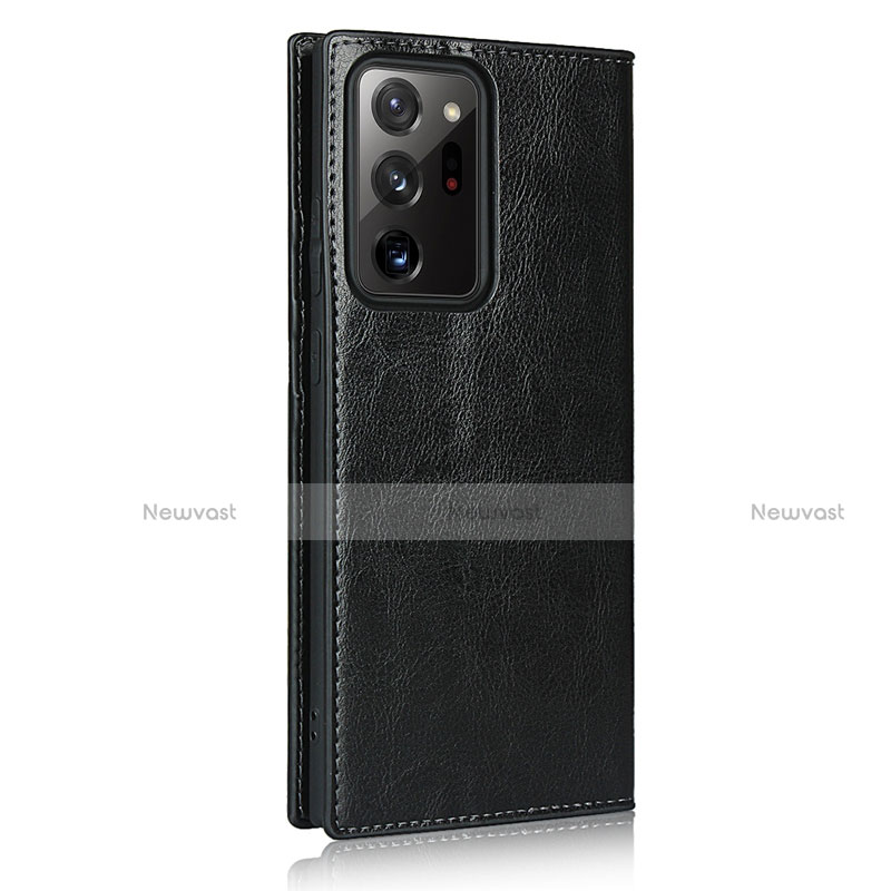 Leather Case Stands Flip Cover N04 Holder for Samsung Galaxy Note 20 Ultra 5G Black