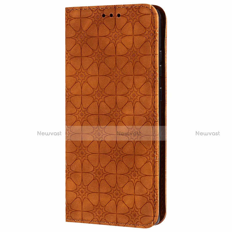 Leather Case Stands Flip Cover N06 Holder for Samsung Galaxy Note 20 5G Brown