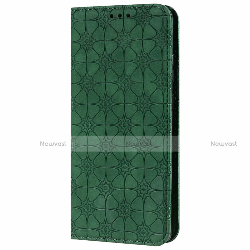 Leather Case Stands Flip Cover N06 Holder for Samsung Galaxy Note 20 5G Midnight Green