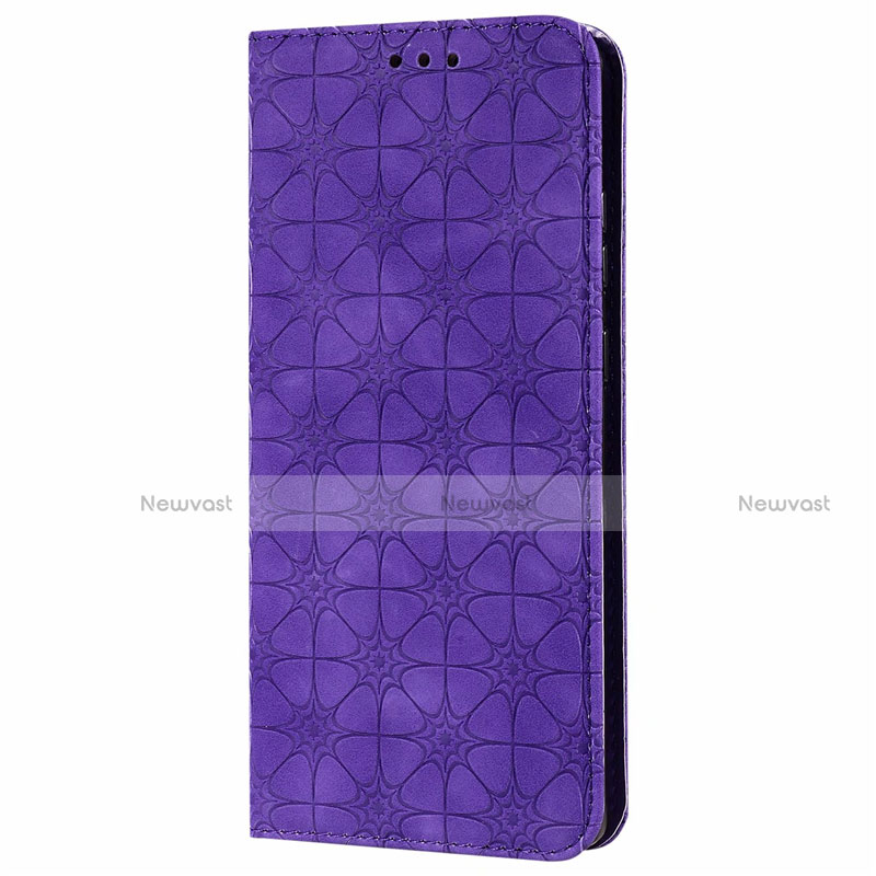 Leather Case Stands Flip Cover N06 Holder for Samsung Galaxy Note 20 5G Purple