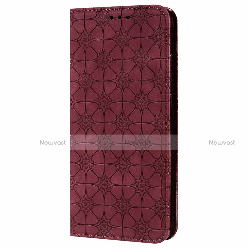 Leather Case Stands Flip Cover N06 Holder for Samsung Galaxy Note 20 5G Red Wine