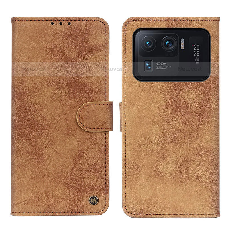 Leather Case Stands Flip Cover N06P Holder for Xiaomi Mi 11 Ultra 5G Brown