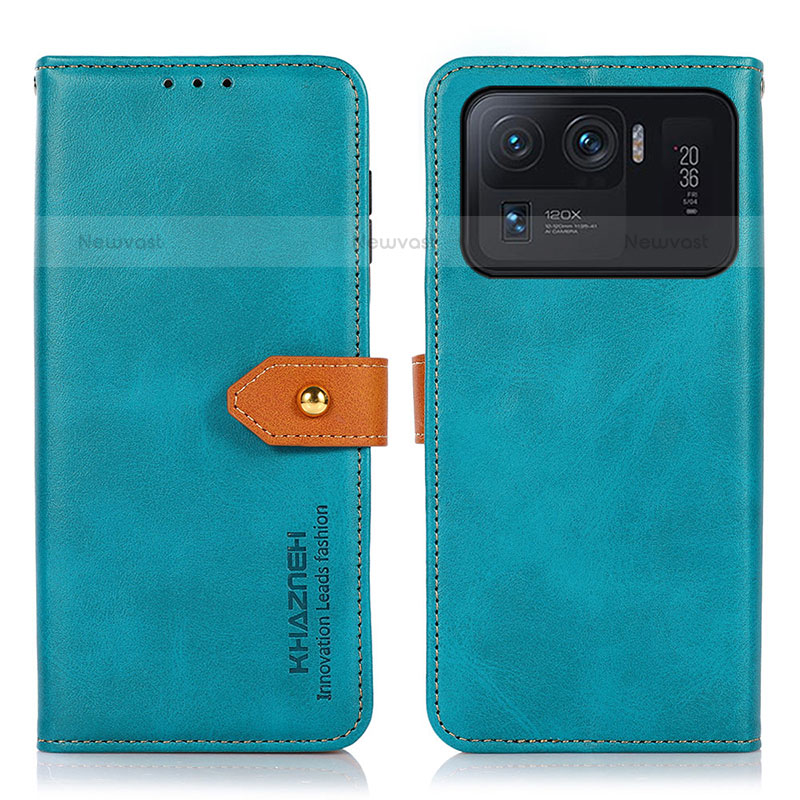 Leather Case Stands Flip Cover N07P Holder for Xiaomi Mi 11 Ultra 5G Cyan