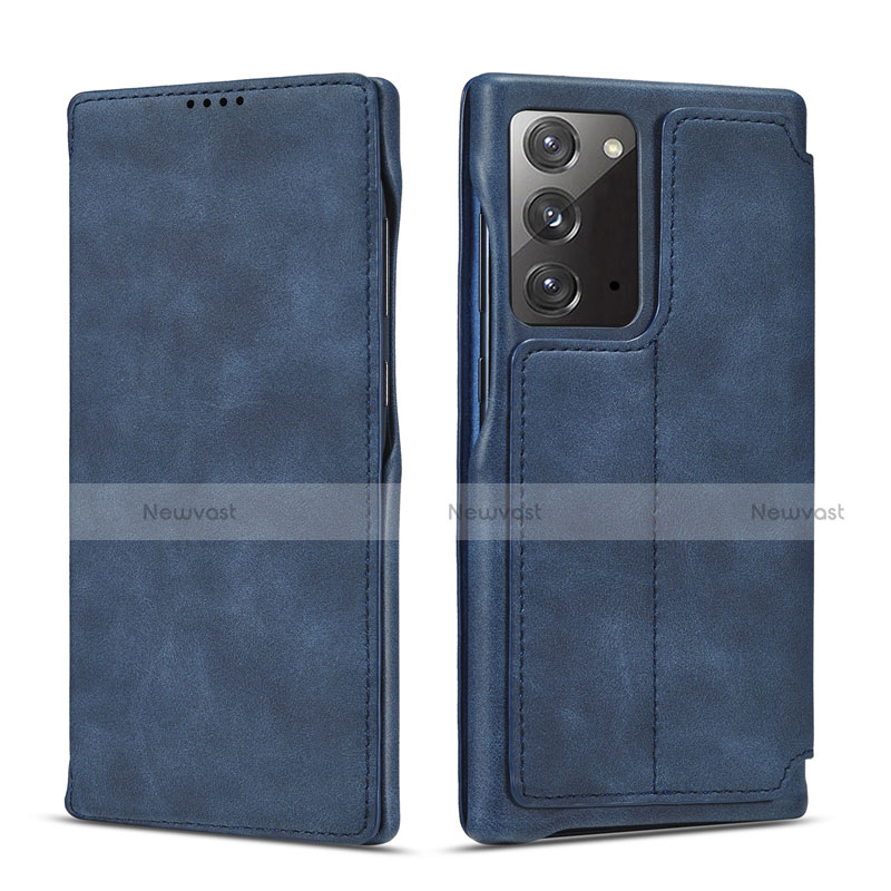 Leather Case Stands Flip Cover N09 Holder for Samsung Galaxy Note 20 5G Blue