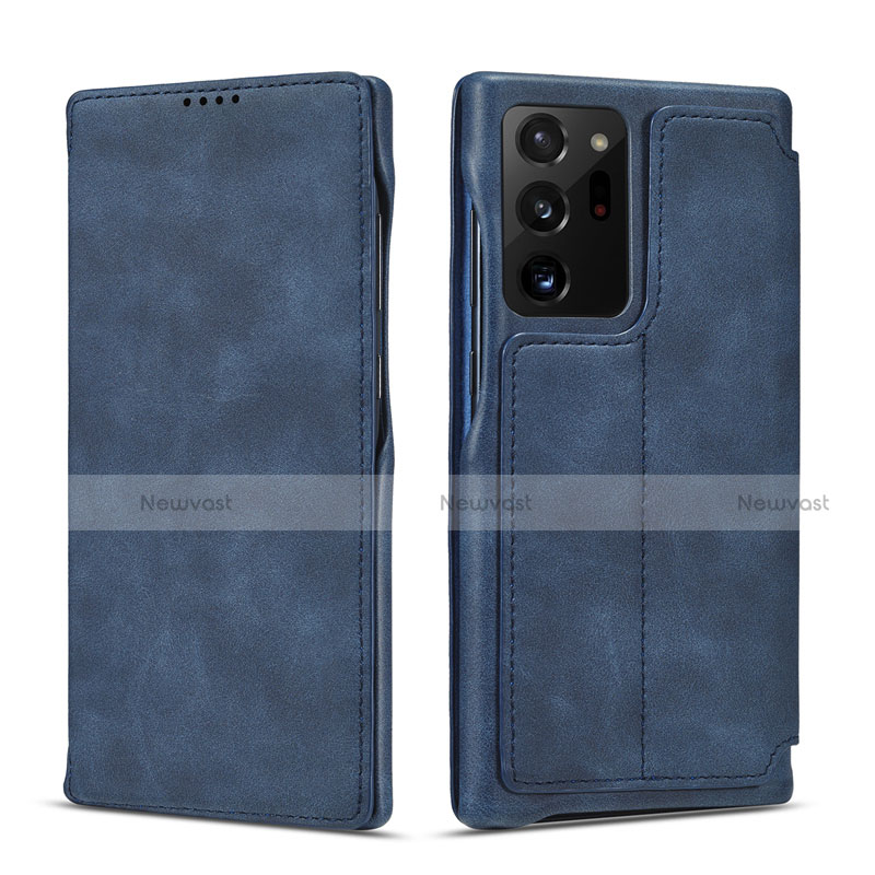 Leather Case Stands Flip Cover N09 Holder for Samsung Galaxy Note 20 Ultra 5G Blue