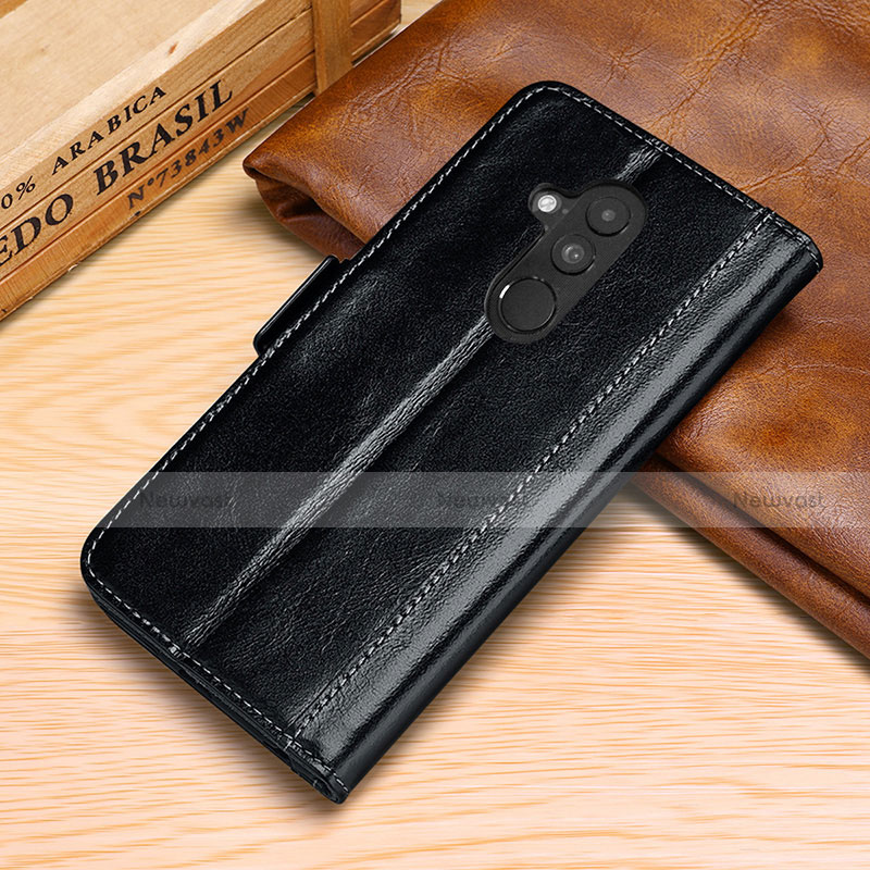 Leather Case Stands Flip Cover P02 Holder for Huawei Mate 20 Lite Black