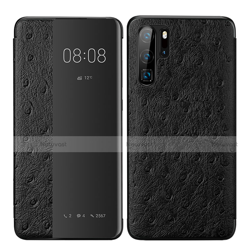 Leather Case Stands Flip Cover P02 Holder for Huawei P30 Pro Black