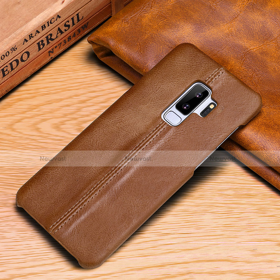 Leather Case Stands Flip Cover P03 Holder for Samsung Galaxy S9 Orange