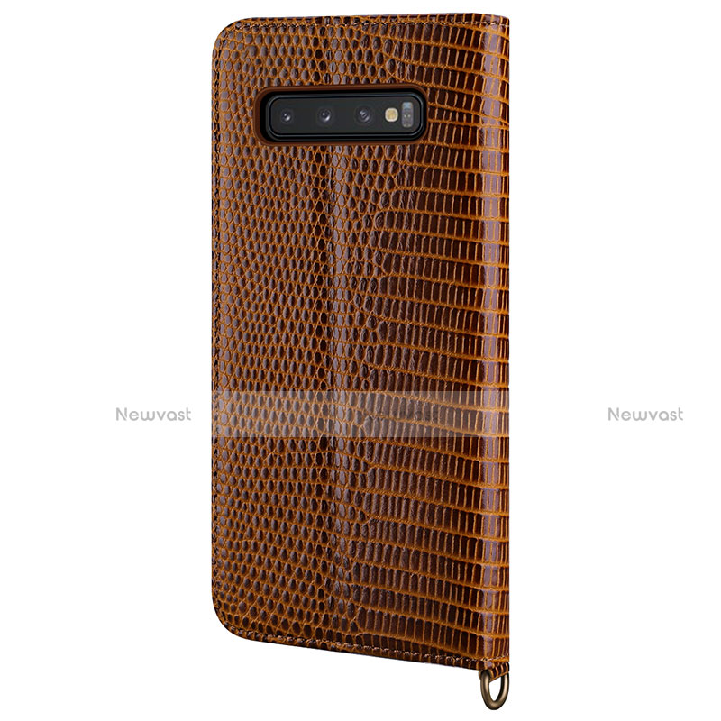 Leather Case Stands Flip Cover P04 Holder for Samsung Galaxy S10