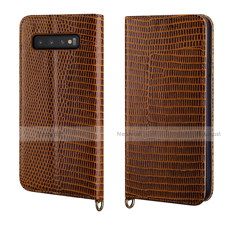 Leather Case Stands Flip Cover P04 Holder for Samsung Galaxy S10 Plus