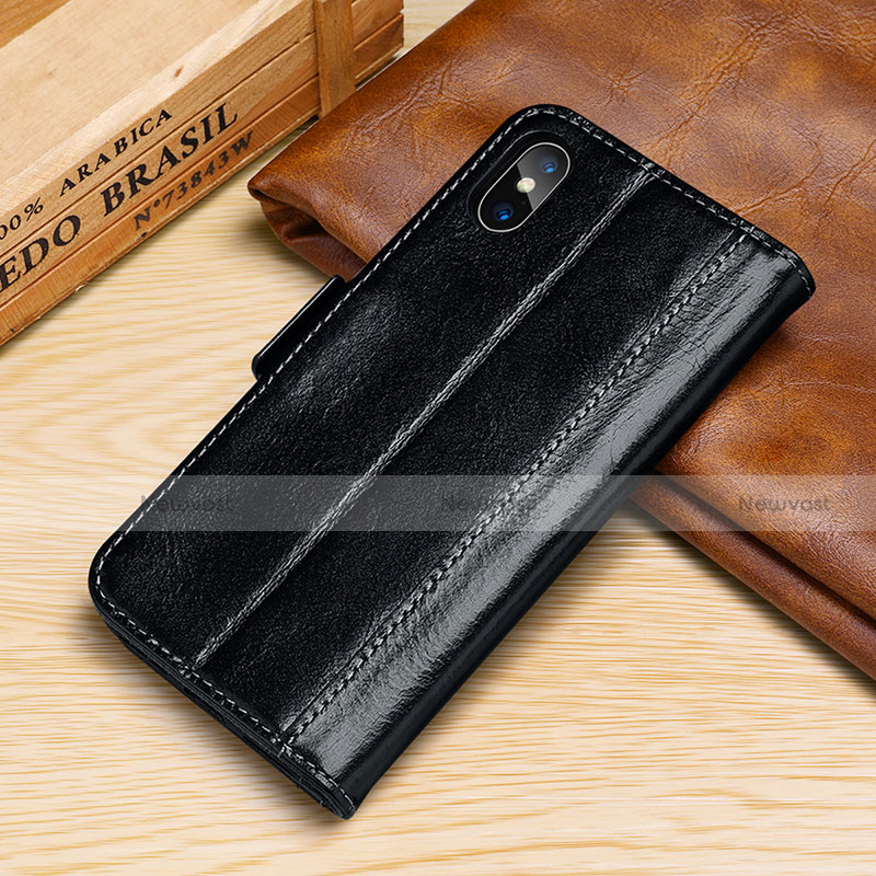 Leather Case Stands Flip Cover P05 Holder for Apple iPhone X Black