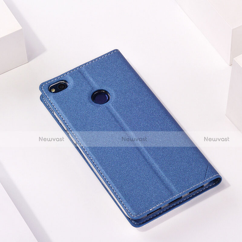 Leather Case Stands Flip Cover R01 for Huawei P8 Lite (2017) Blue