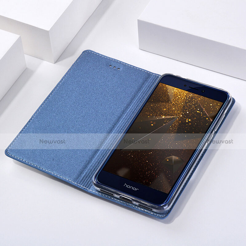 Leather Case Stands Flip Cover R01 for Huawei P8 Lite (2017) Blue