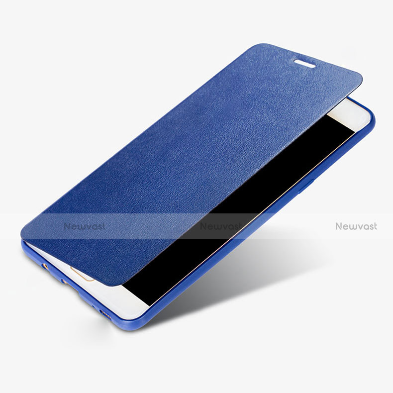 Leather Case Stands Flip Cover S01 for Samsung Galaxy C9 Pro C9000 Blue