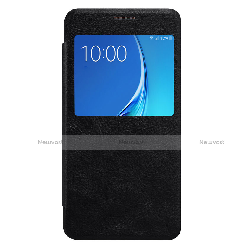 Leather Case Stands Flip Cover S01 for Samsung Galaxy J7 (2016) J710F J710FN Black