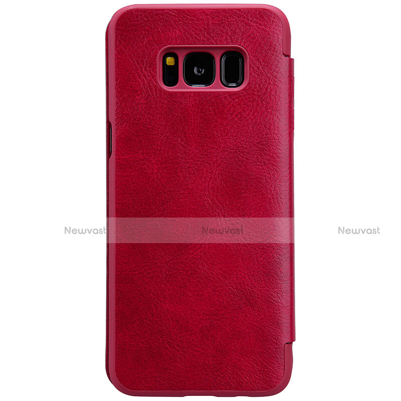 Leather Case Stands Flip Cover S01 for Samsung Galaxy S8 Plus Red