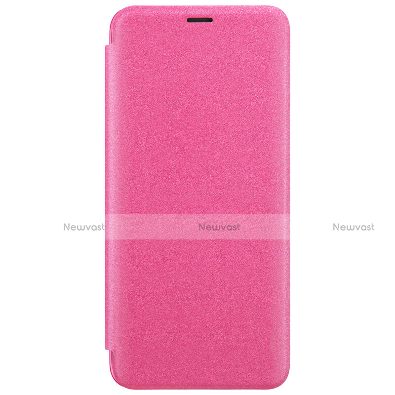 Leather Case Stands Flip Cover S01 for Samsung Galaxy S9 Hot Pink