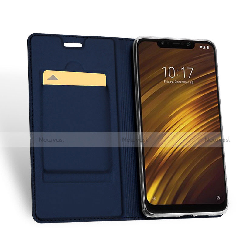 Leather Case Stands Flip Cover S01 for Xiaomi Pocophone F1 Blue