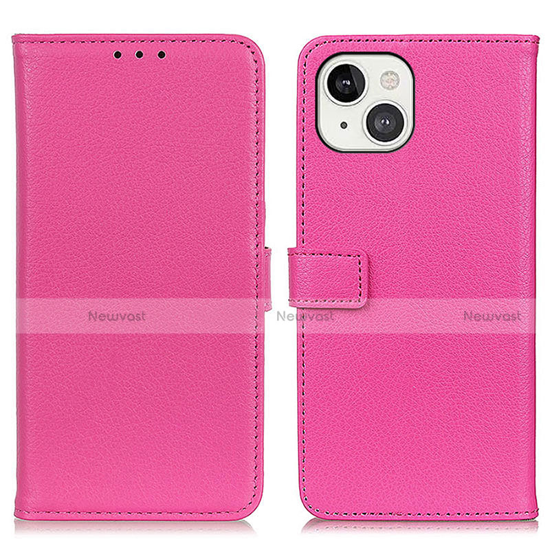 Leather Case Stands Flip Cover T01 Holder for Apple iPhone 14 Hot Pink