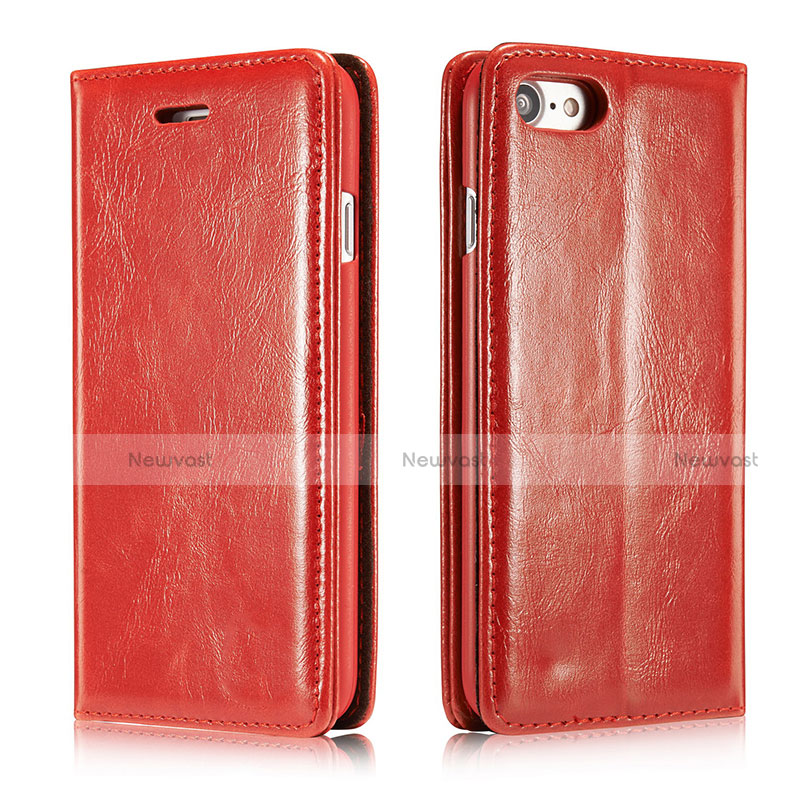 Leather Case Stands Flip Cover T01 Holder for Apple iPhone 8 Red