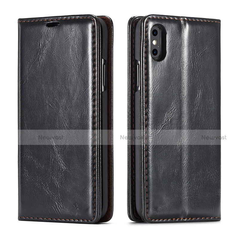 Leather Case Stands Flip Cover T01 Holder for Apple iPhone X Black