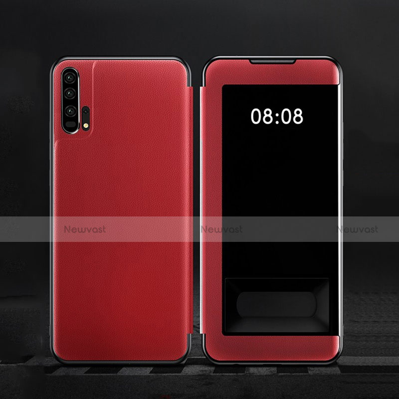 Leather Case Stands Flip Cover T01 Holder for Huawei Honor 20 Pro Red