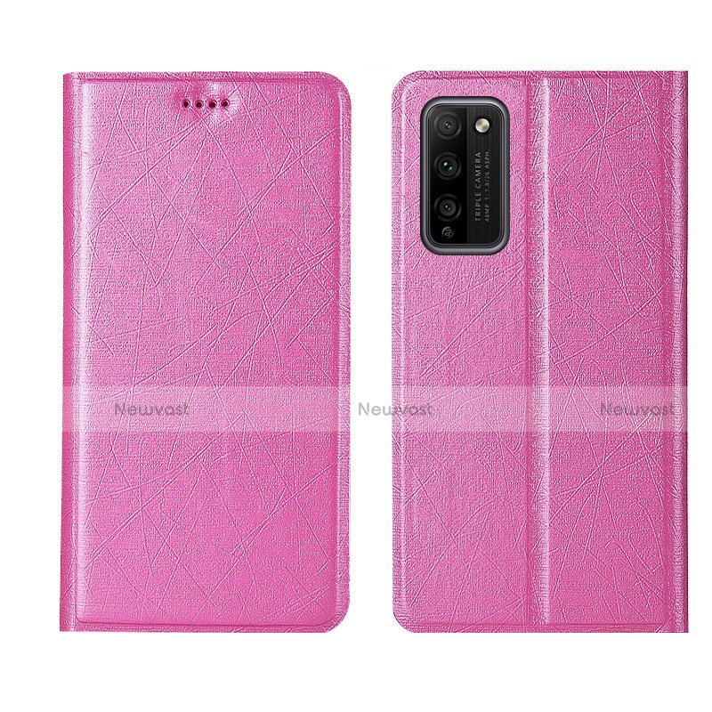 Leather Case Stands Flip Cover T01 Holder for Huawei Honor 30 Lite 5G Pink