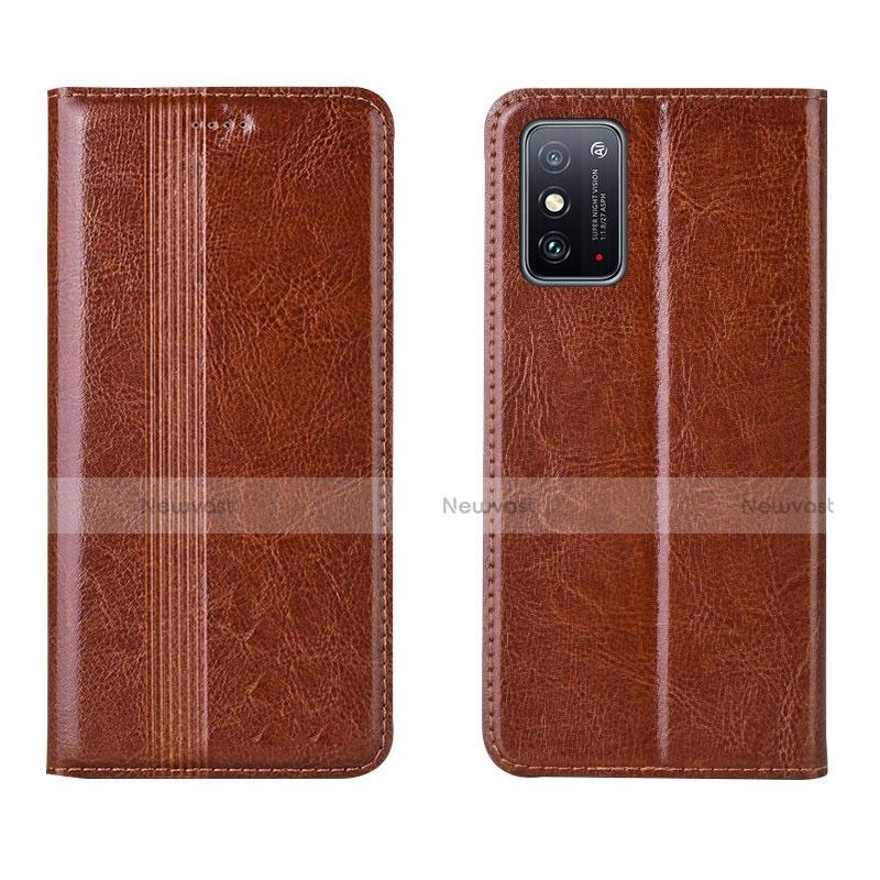 Leather Case Stands Flip Cover T01 Holder for Huawei Honor X10 Max 5G Light Brown