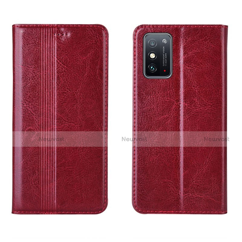 Leather Case Stands Flip Cover T01 Holder for Huawei Honor X10 Max 5G Red Wine