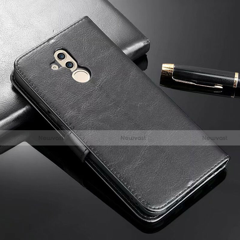 Leather Case Stands Flip Cover T01 Holder for Huawei Mate 20 Lite Black