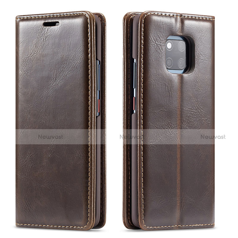 Leather Case Stands Flip Cover T01 Holder for Huawei Mate 20 Pro Brown