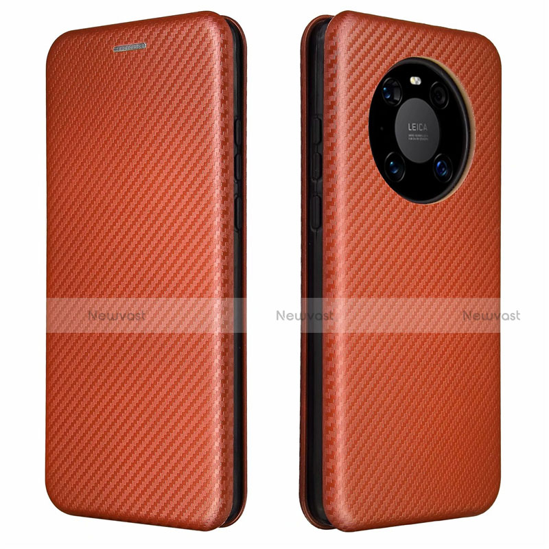 Leather Case Stands Flip Cover T01 Holder for Huawei Mate 40 Brown