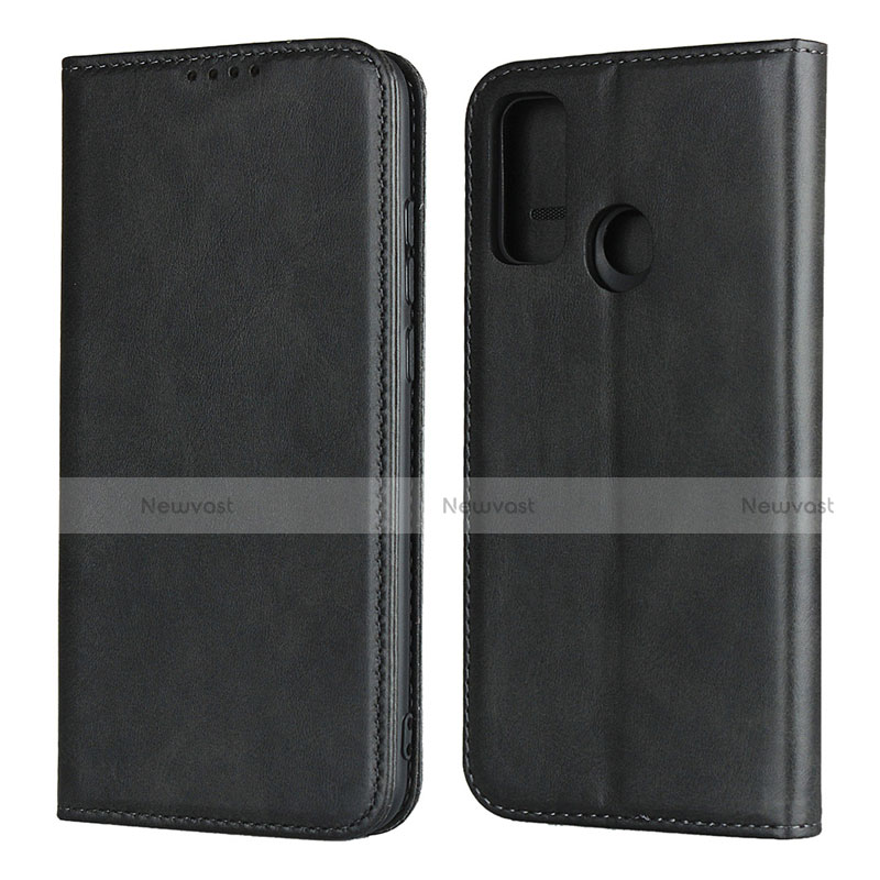 Leather Case Stands Flip Cover T01 Holder for Huawei P Smart (2020) Black