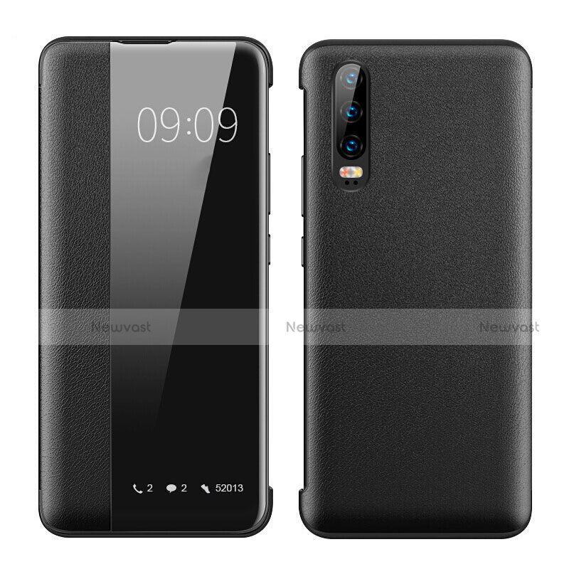 Leather Case Stands Flip Cover T01 Holder for Huawei P30 Black