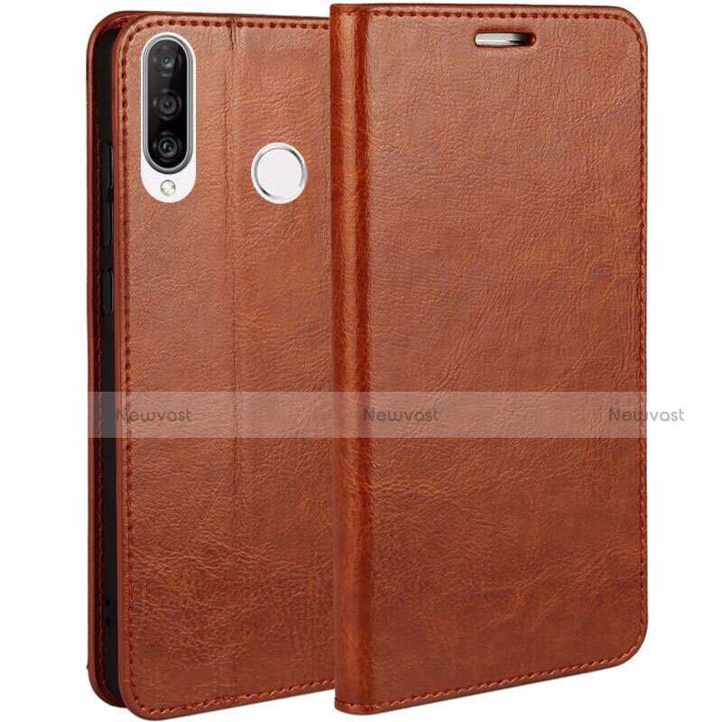 Leather Case Stands Flip Cover T01 Holder for Huawei P30 Lite New Edition Orange