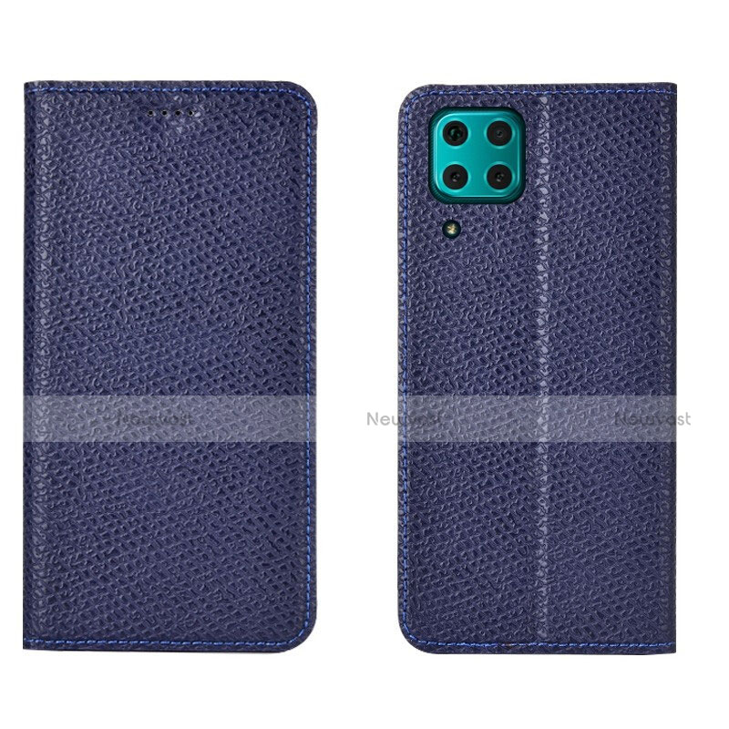 Leather Case Stands Flip Cover T01 Holder for Huawei P40 Lite Blue