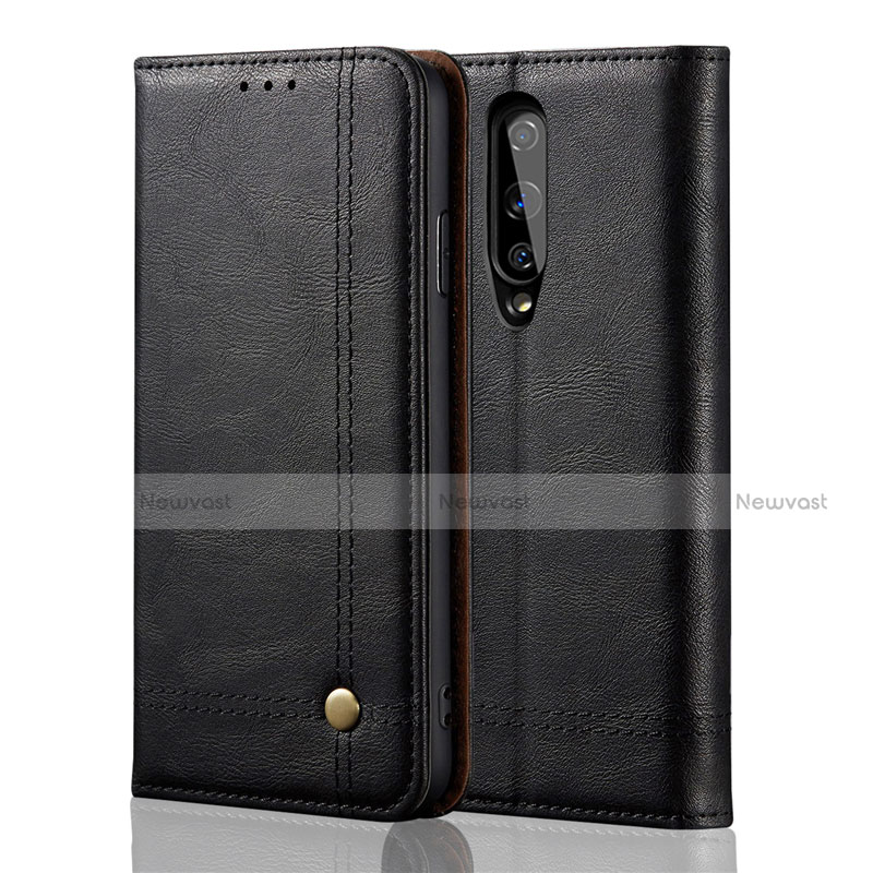 Leather Case Stands Flip Cover T01 Holder for OnePlus 8 Black