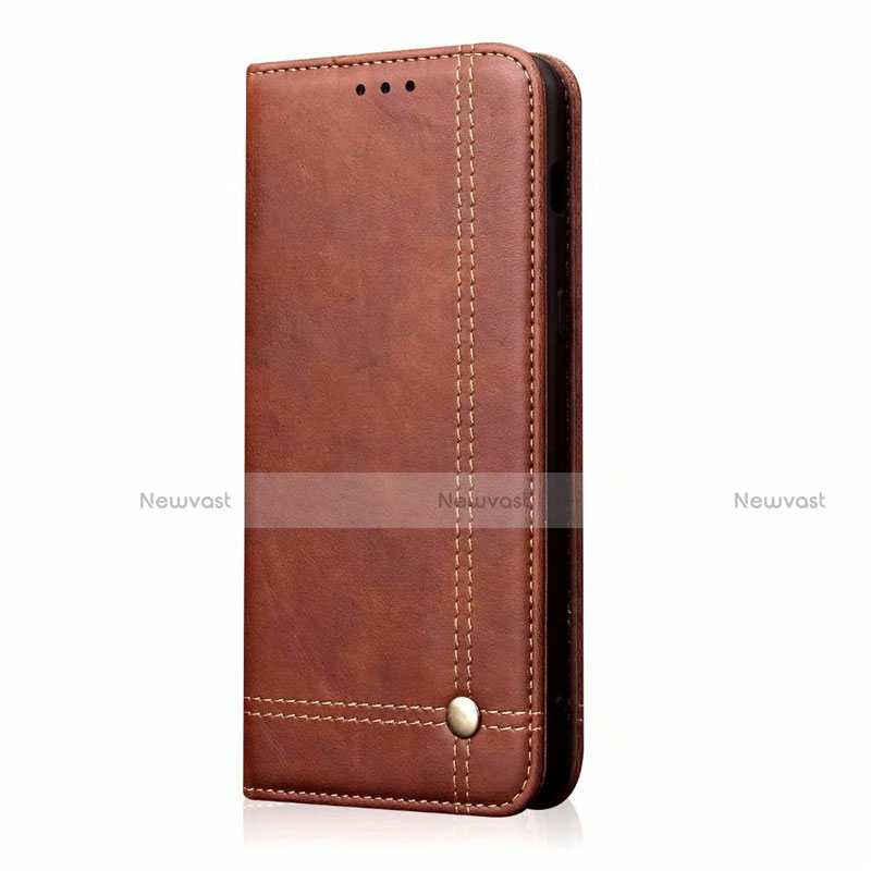 Leather Case Stands Flip Cover T01 Holder for Oppo A91 Brown