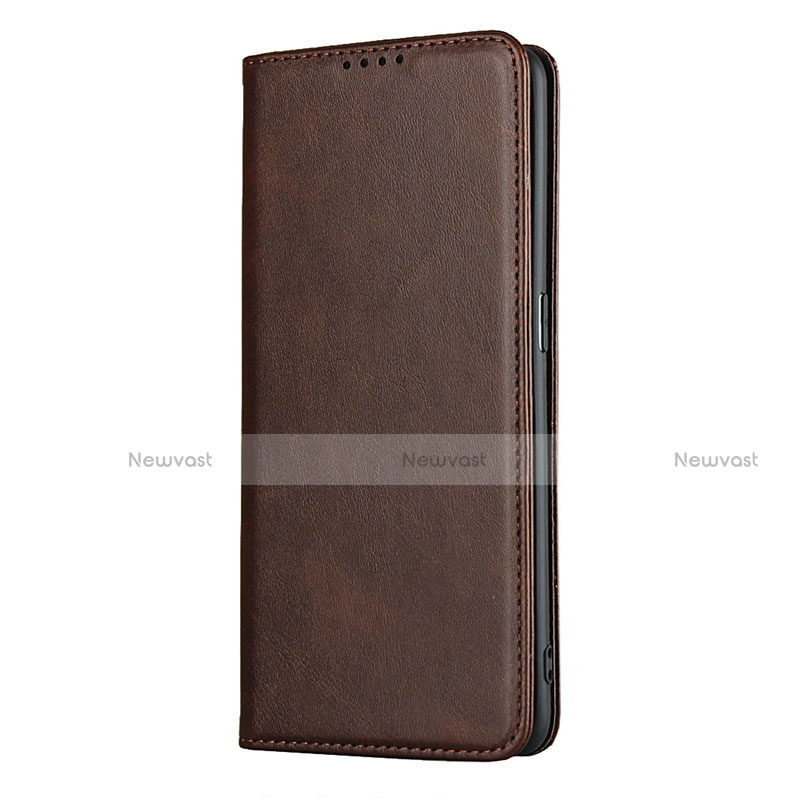 Leather Case Stands Flip Cover T01 Holder for Oppo Find X2 Pro Brown