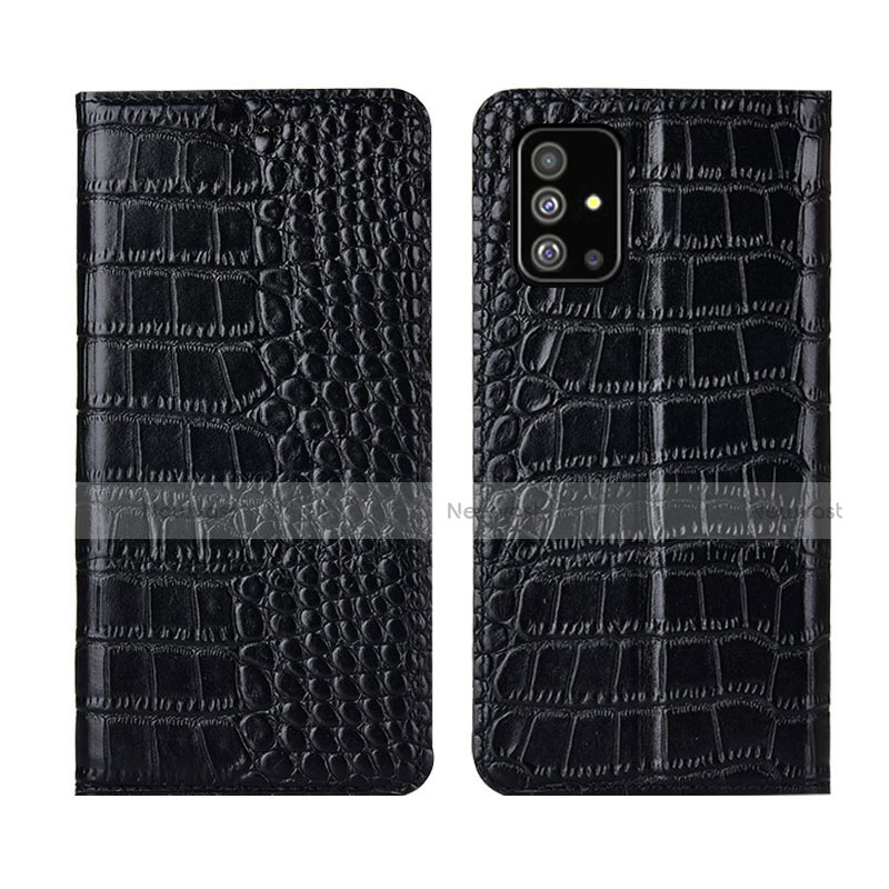 Leather Case Stands Flip Cover T01 Holder for Samsung Galaxy A51 5G Black