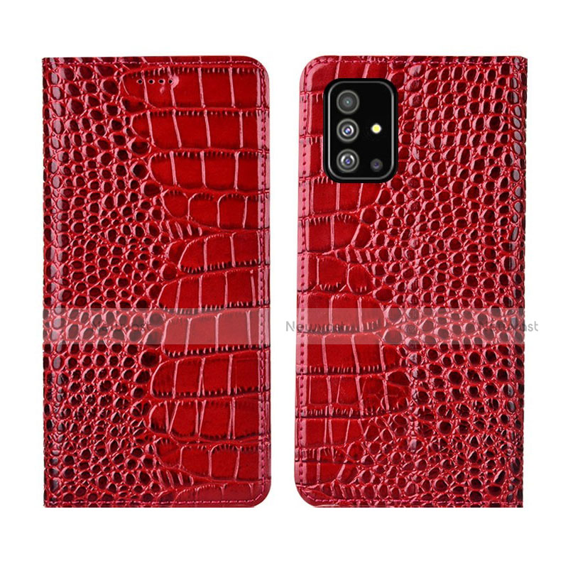 Leather Case Stands Flip Cover T01 Holder for Samsung Galaxy A51 5G Red