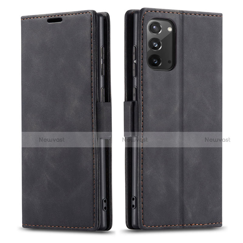 Leather Case Stands Flip Cover T01 Holder for Samsung Galaxy Note 20 5G Black